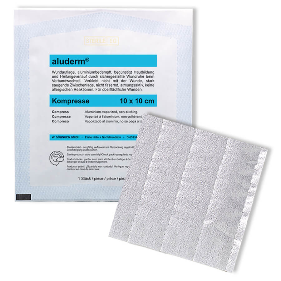 Aluderm Kompresse 10x 10cm einzeln