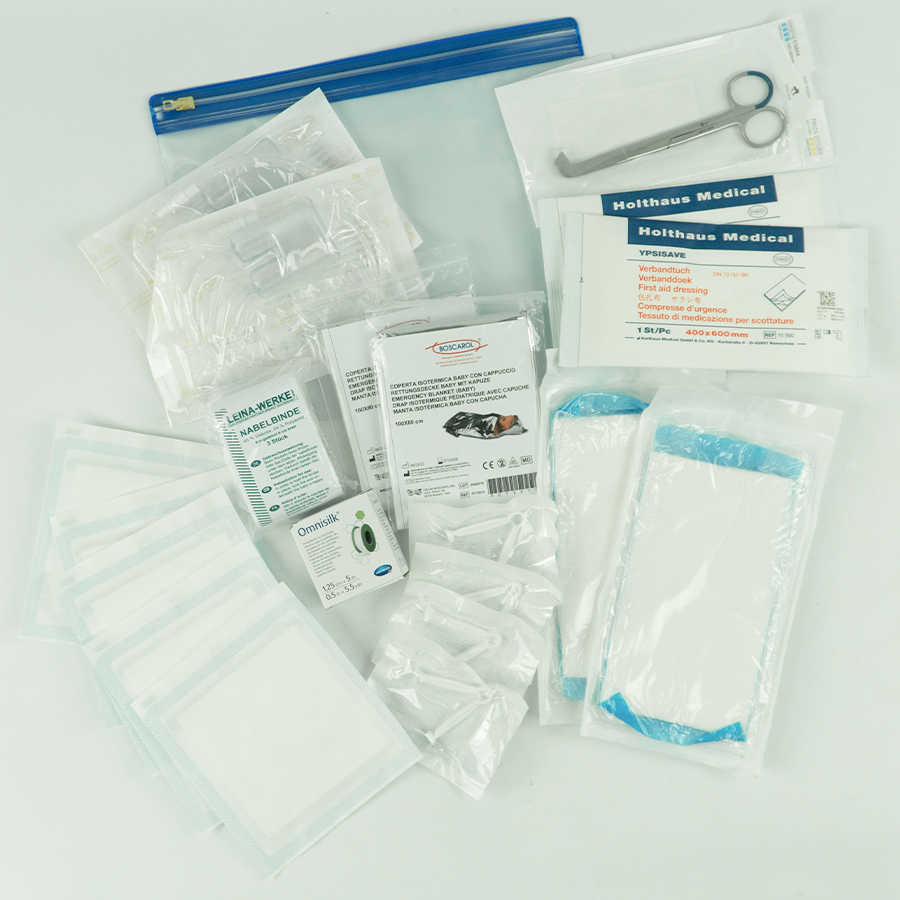 Abnabelungsbesteck in Gleitverschlusstasche inkl. sterile Schere