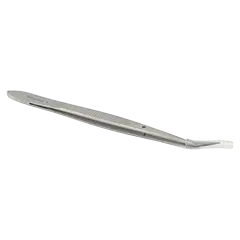Spitzpinzette, 11,5 cm, gebogen, matt, mit Führungsstift