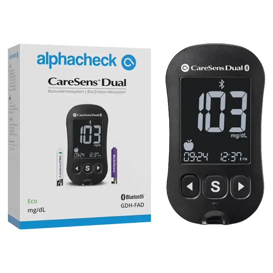 Blutzuckermessgerät alphacheck CareSens Dual mg/dl eco