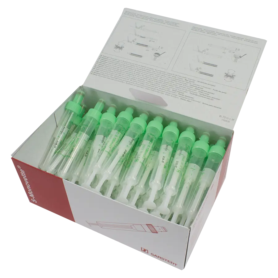 Monovetten Citrat 3,2%, 3 ml, Verschluss transparent/grün, (LxØ): 75 x 13 mm