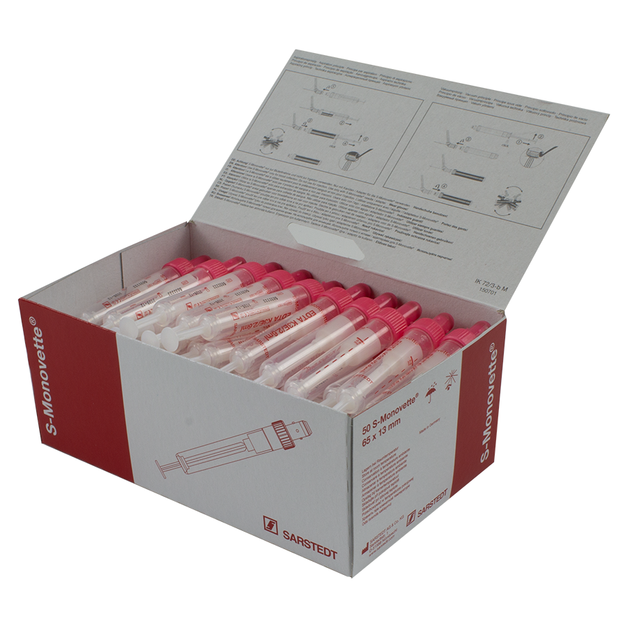Monovetten K3 EDTA, 2,6 ml, Verschluss rot, (LxØ): 65 x 13 mm