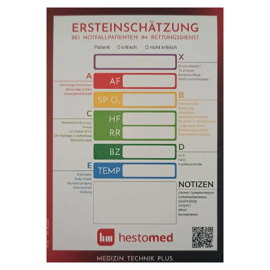 hestomed+helbig Ersteinschätzungsblock XABCDE Block mit Leimbindung