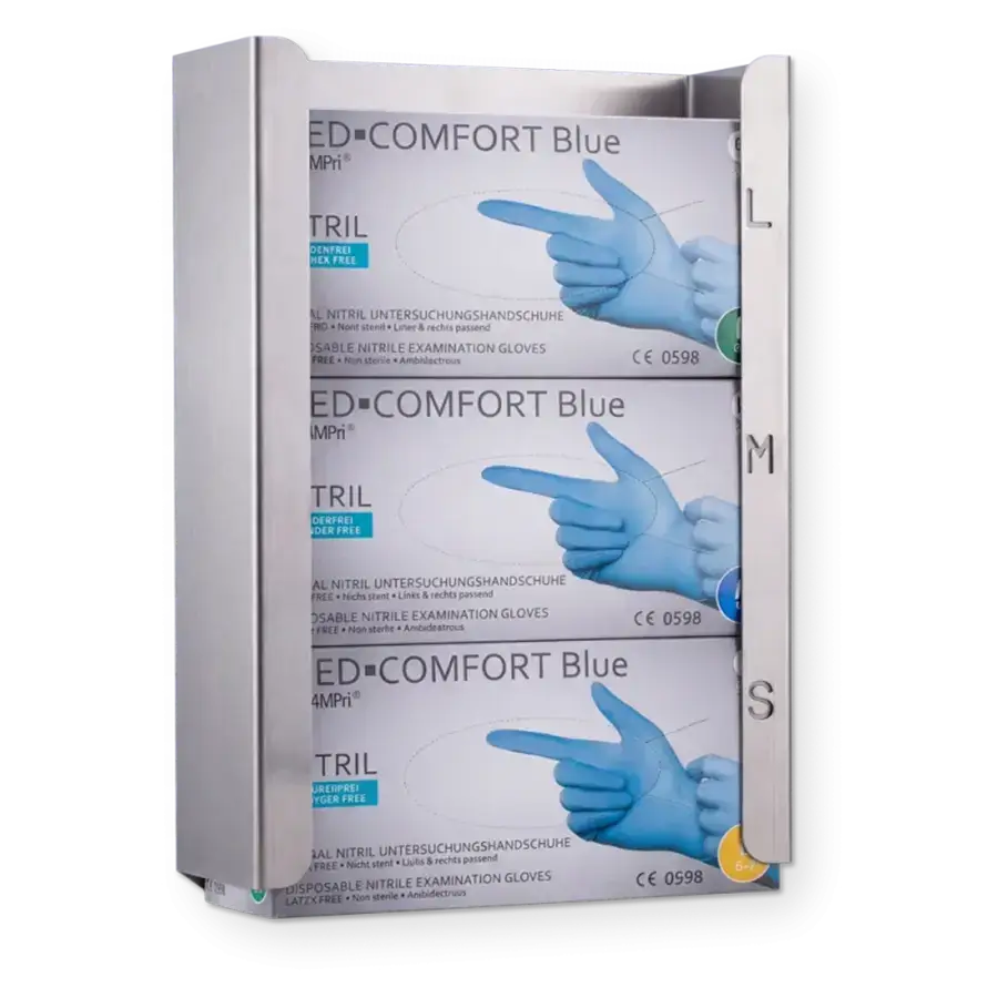 Wandhalterung Handschuhe 3 Boxen Edelstahl