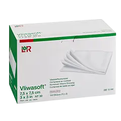 Vliwasoft Vliesstoffkompresse, steril, 4-lagig, 7,5 x 7,5 cm,
