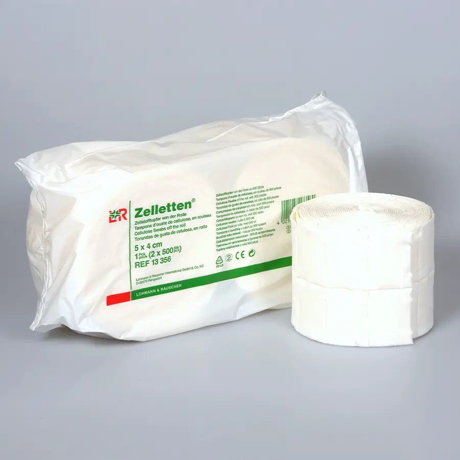 Zellstofftupfer Zeletten 4 x 5 cm, 2 Rollen