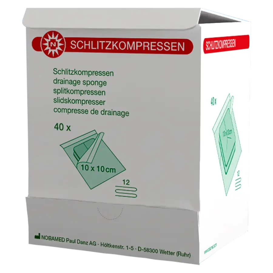 Schlitzkompresse steril, 7,5 cm x 7,5 cm, 12-fach