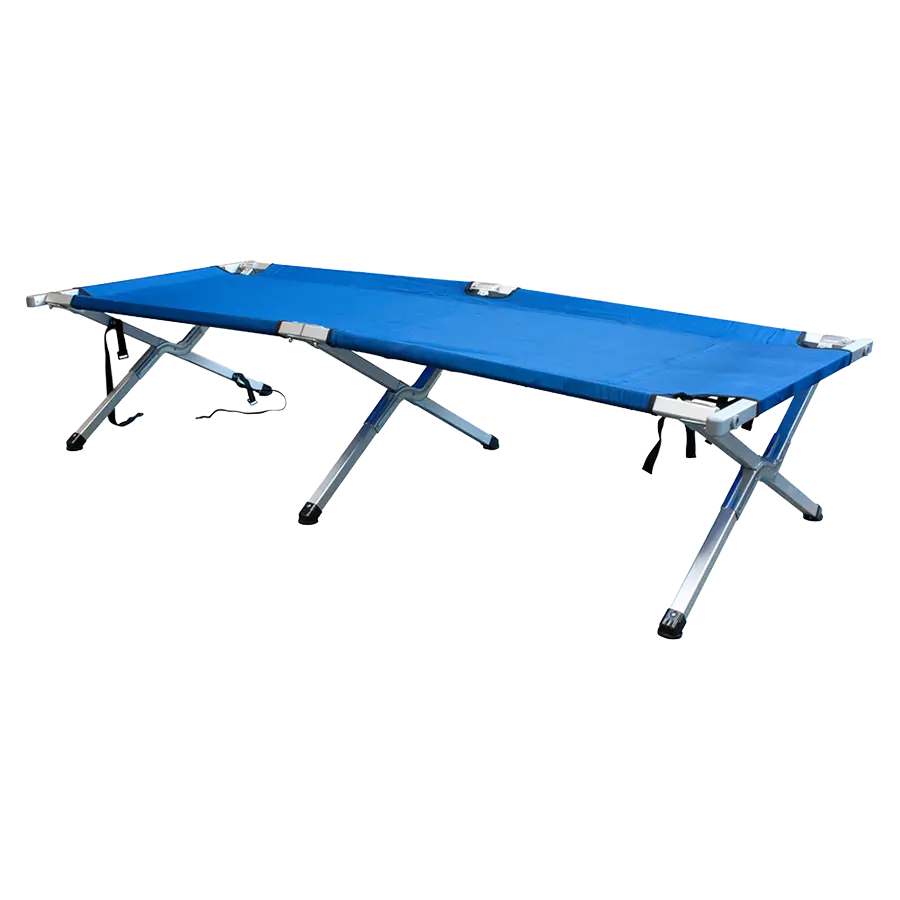 Feldbett groß, Auminium Bezug blau