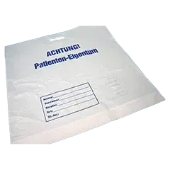 Patiententragetasche weiß aus PE Folie,