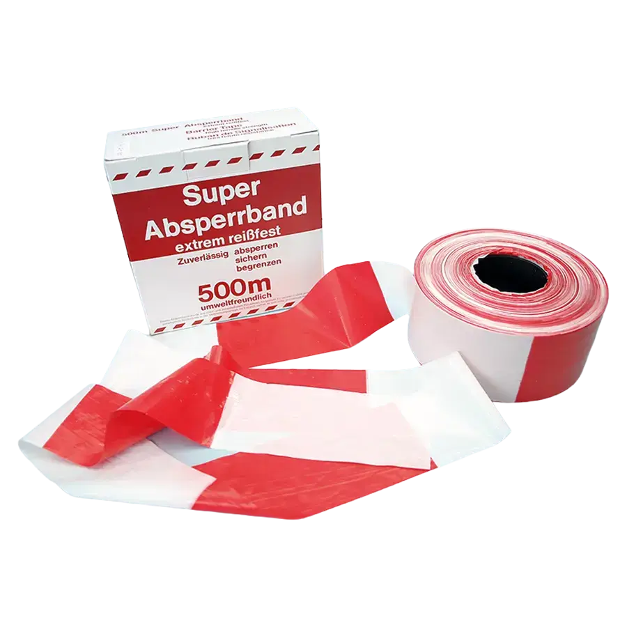 Absperrband beidseitig rot/weiß 500 m