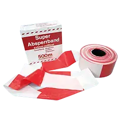 Absperrband beidseitig rot/weiß PE Folie