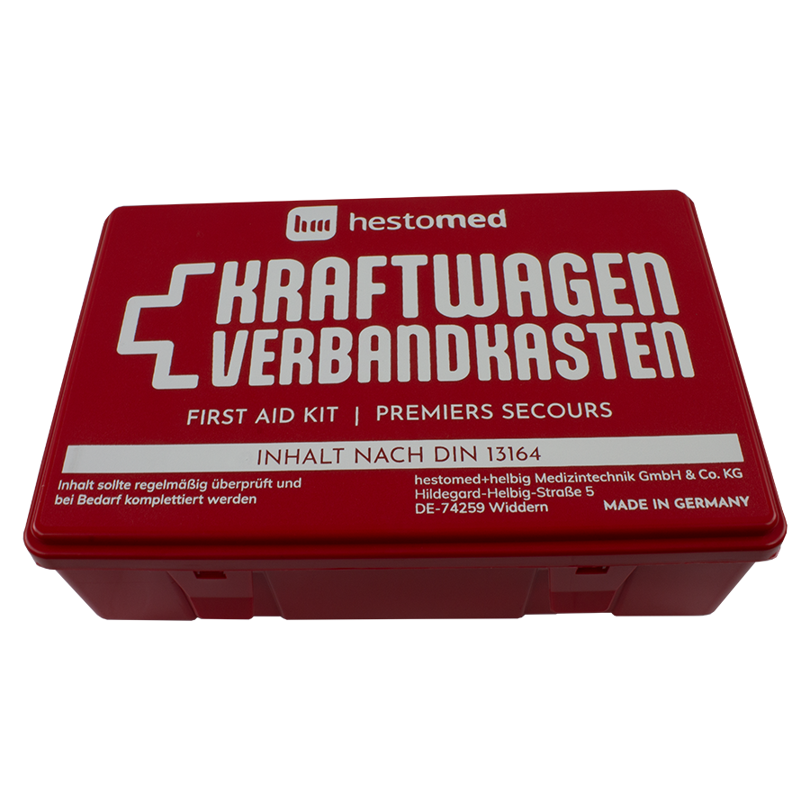 hestomed+helbig KFZ Verbandkasten DIN 13164:2022-02 rot gefüllt