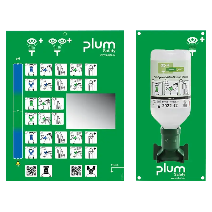 Augenspülflasche Plum 0,5 lltr. + Wandhalterung