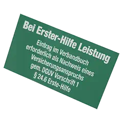 Aufkleber: Eintragung ins Verbandbuch