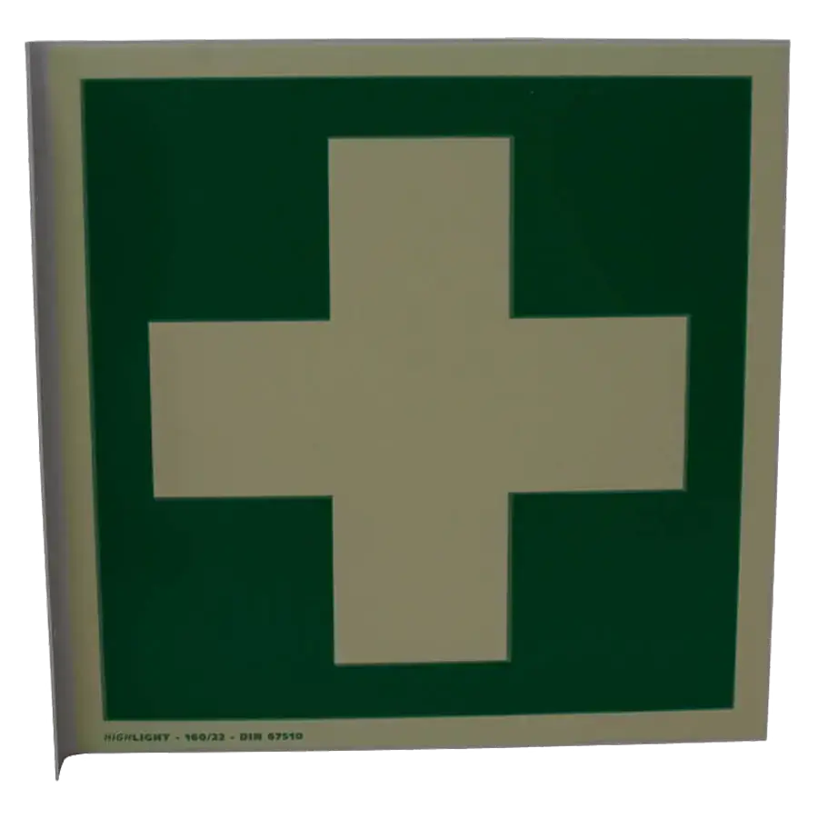 Rettungszeichen Erste Hilfe Fahnenschild langnachleuchtend 20 x 20 cm