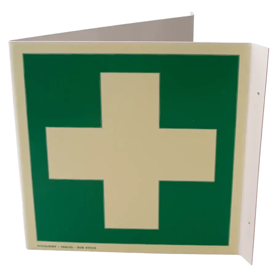 Rettungszeichen Erste Hilfe Winkelschild Kunststoff langnachleuchtend 20 x 20 cm