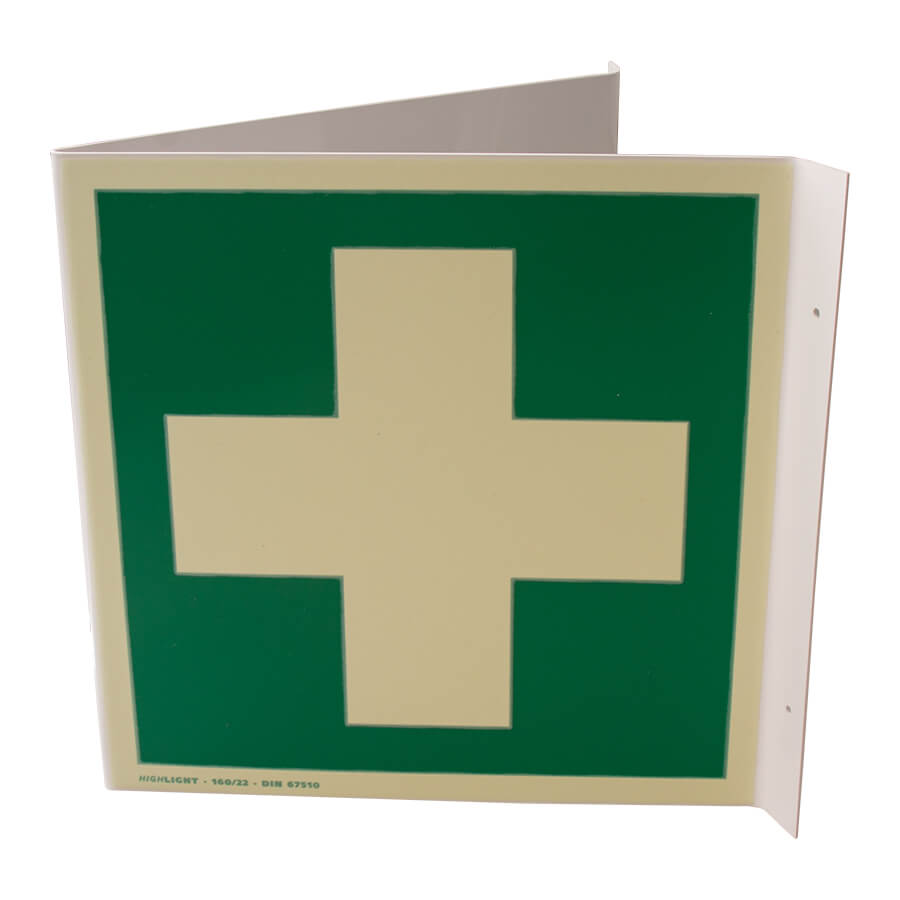 Rettungszeichen Erste Hilfe Winkelschild Kunststoff langnachleuchtend 20 x 20 cm