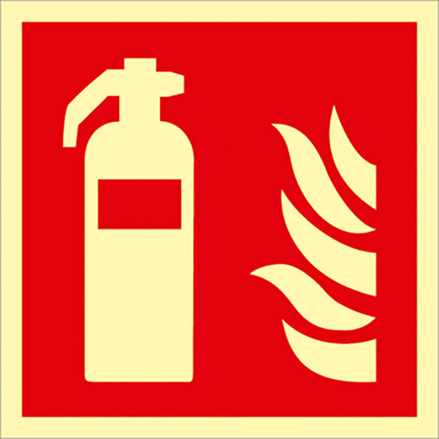 Brandschutzzeichen Feuerlöscher Kunststoff langnachleuchtend 20 x 20 cm